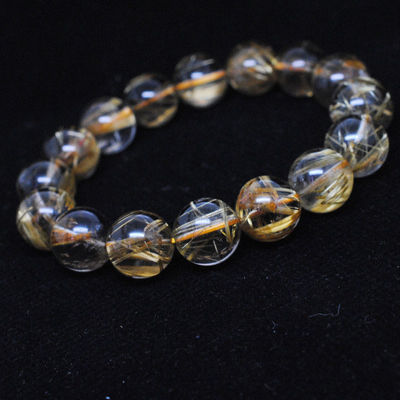 東海縣盛飾珠寶 編號TLG02110150001.05純天然發晶鈦晶圓珠手鏈鑒賞